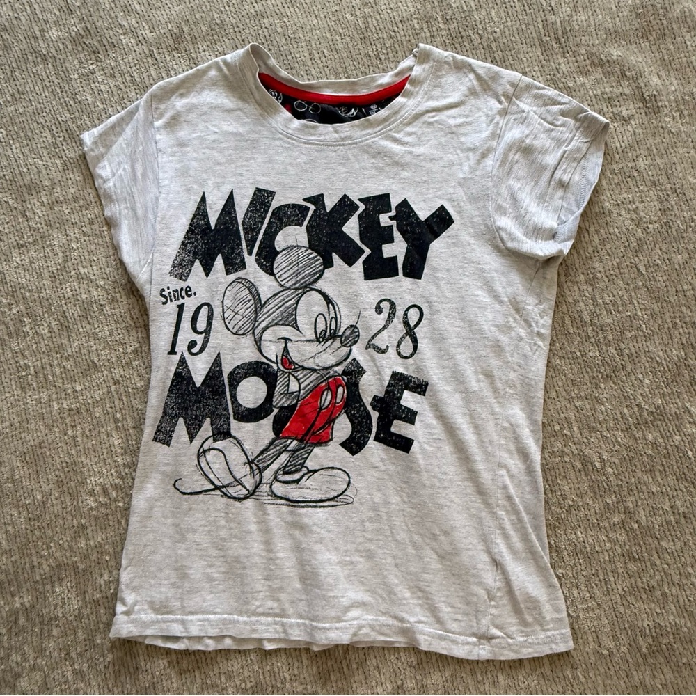 Mickey Mouse Graphic Tee Love to Lounge‎ Gray Disney Since 1928 XS